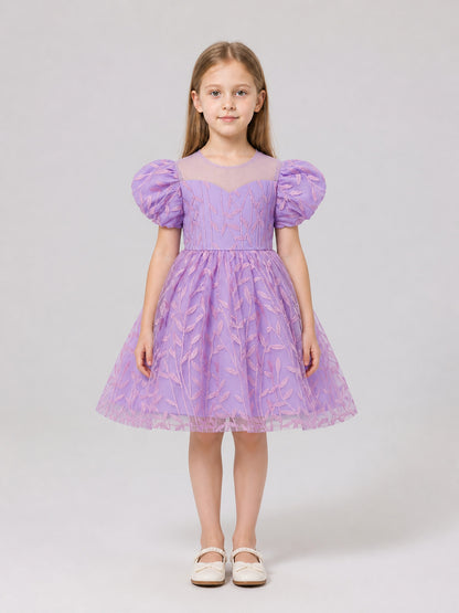 Embroidered Tutu Dress for Birthdays and Piano Playing on-model view