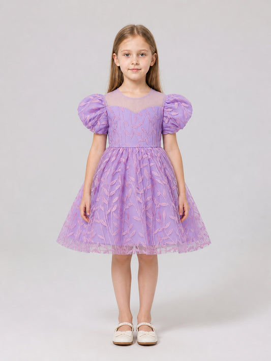 Embroidered Tutu Dress for Birthdays and Piano Playing on-model view