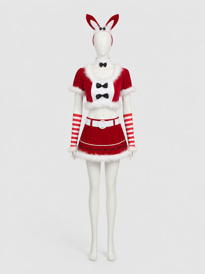 Christmas Bunny Costume, Red, 2-Piece on-model view