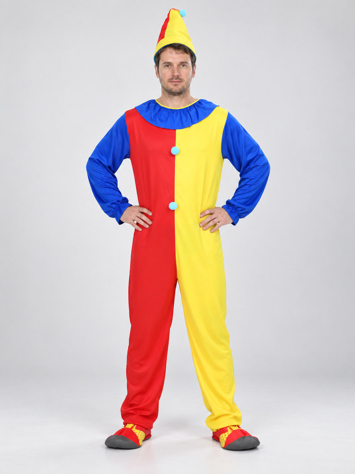 Clown Costume with Hat and Pom-Poms