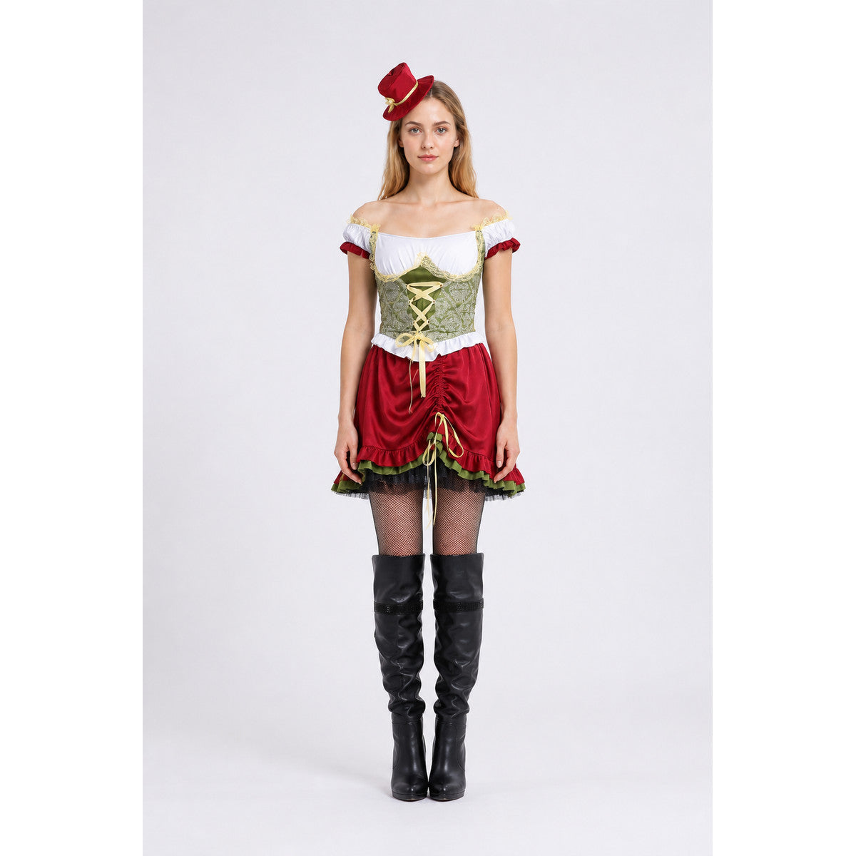 Short Bavarian Dress with Puff Sleeves main product view