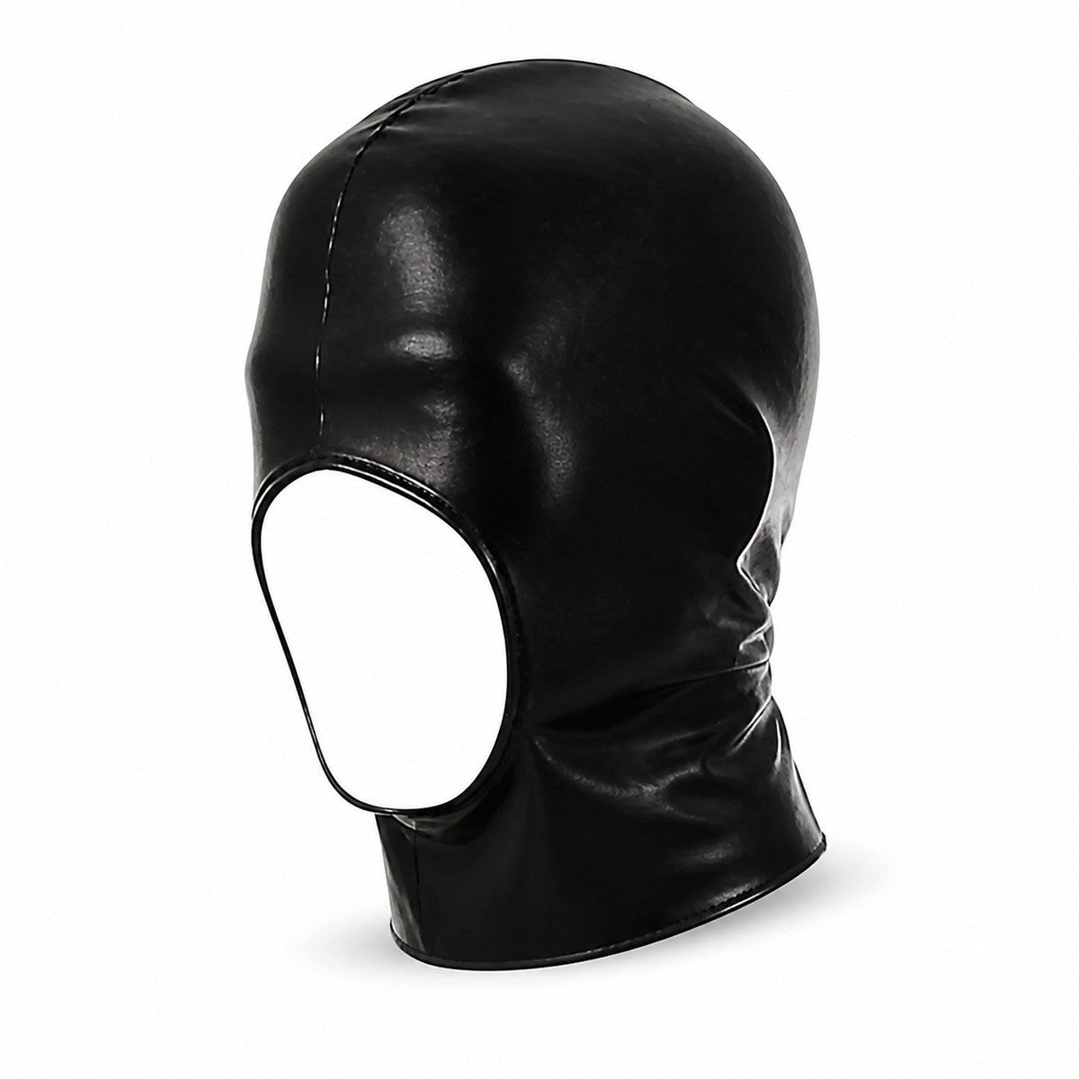 Hood Face Mask Faux Leather Head Cover Men Sexy Blindfold Cap Open Mouth Gothic Club Wear Wet-look Cosplay Halloween Role Play