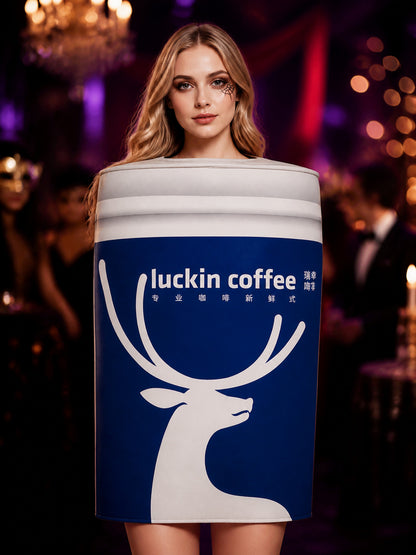 Coffee Cup Costume for Halloween and Cosplay on-model view