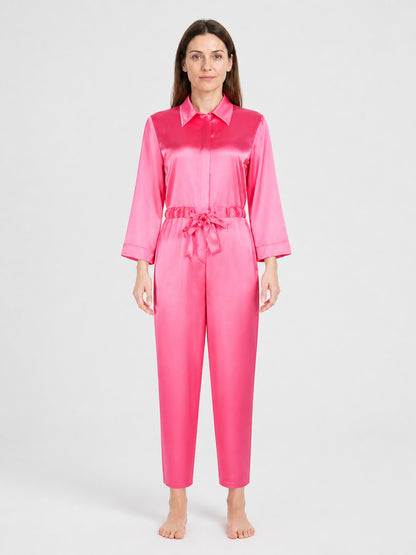 Barbie Ken Cosplay Jumpsuit, Bright Pink, with Collar on-model view
