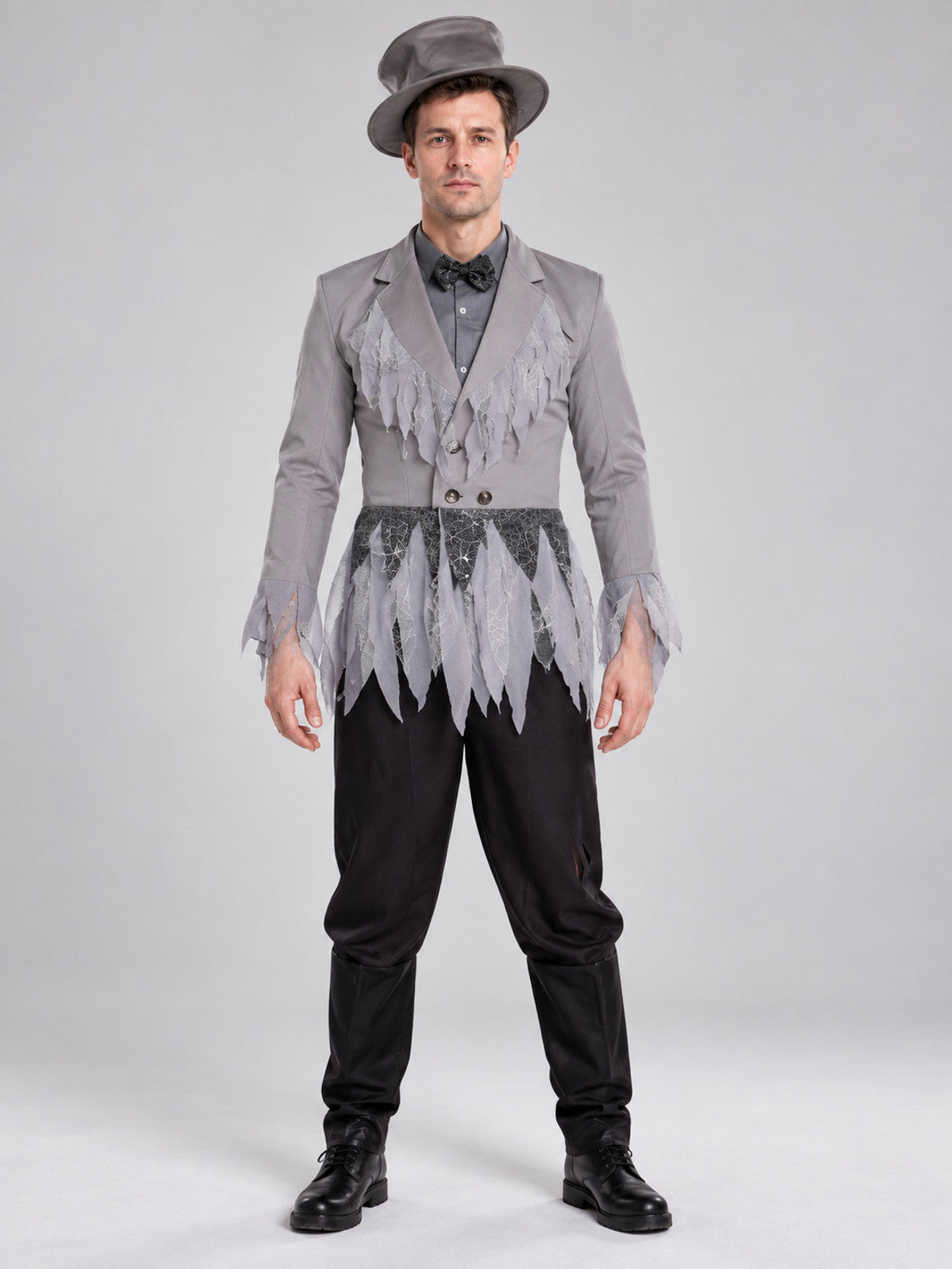 Gray and Black Carnival Costume with Bow Tie