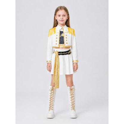 Children’s Stage Costume with Sequins and Fringe on-model view