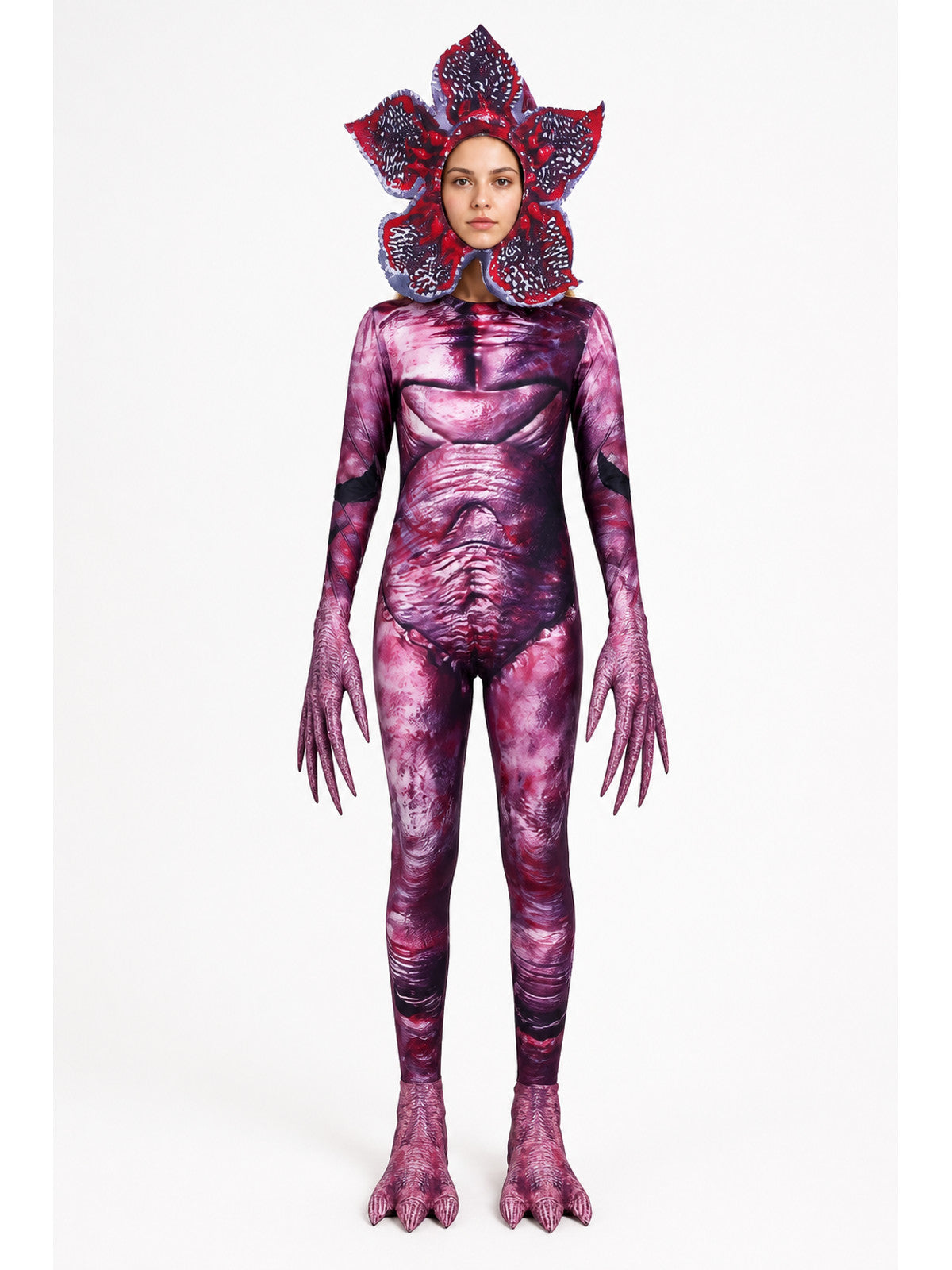 Carnivorous Flower Jumpsuit Costume with Hood and Claws main product view