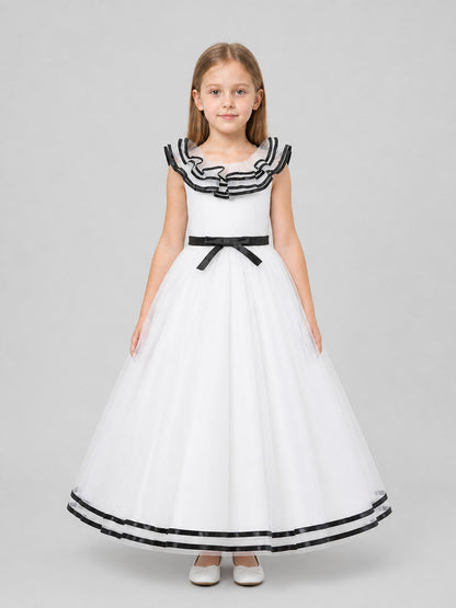 Princess Dress for Girls with a Full Skirt and Bow on-model view