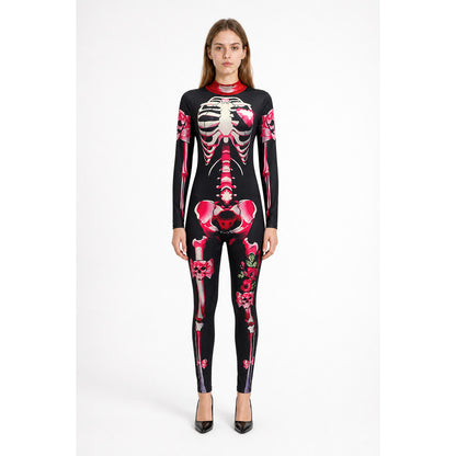 Skeleton jumpsuit with bone print and long sleeves