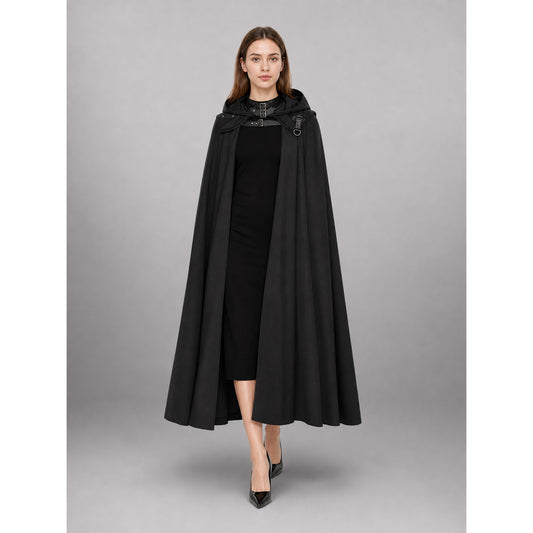 Black Gothic Carnival Cloak with Hood