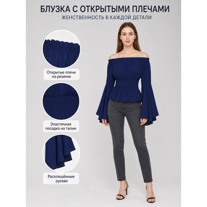 Off-the-Shoulder Blouse with Flared Sleeves