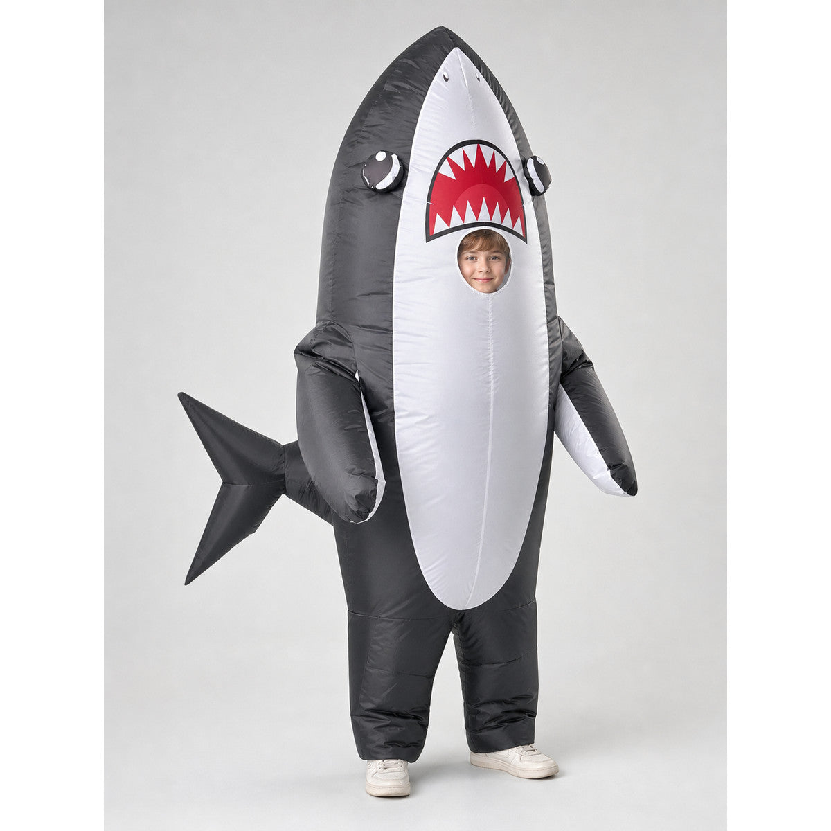 Inflatable Shark Costume with USB Fan on-model view