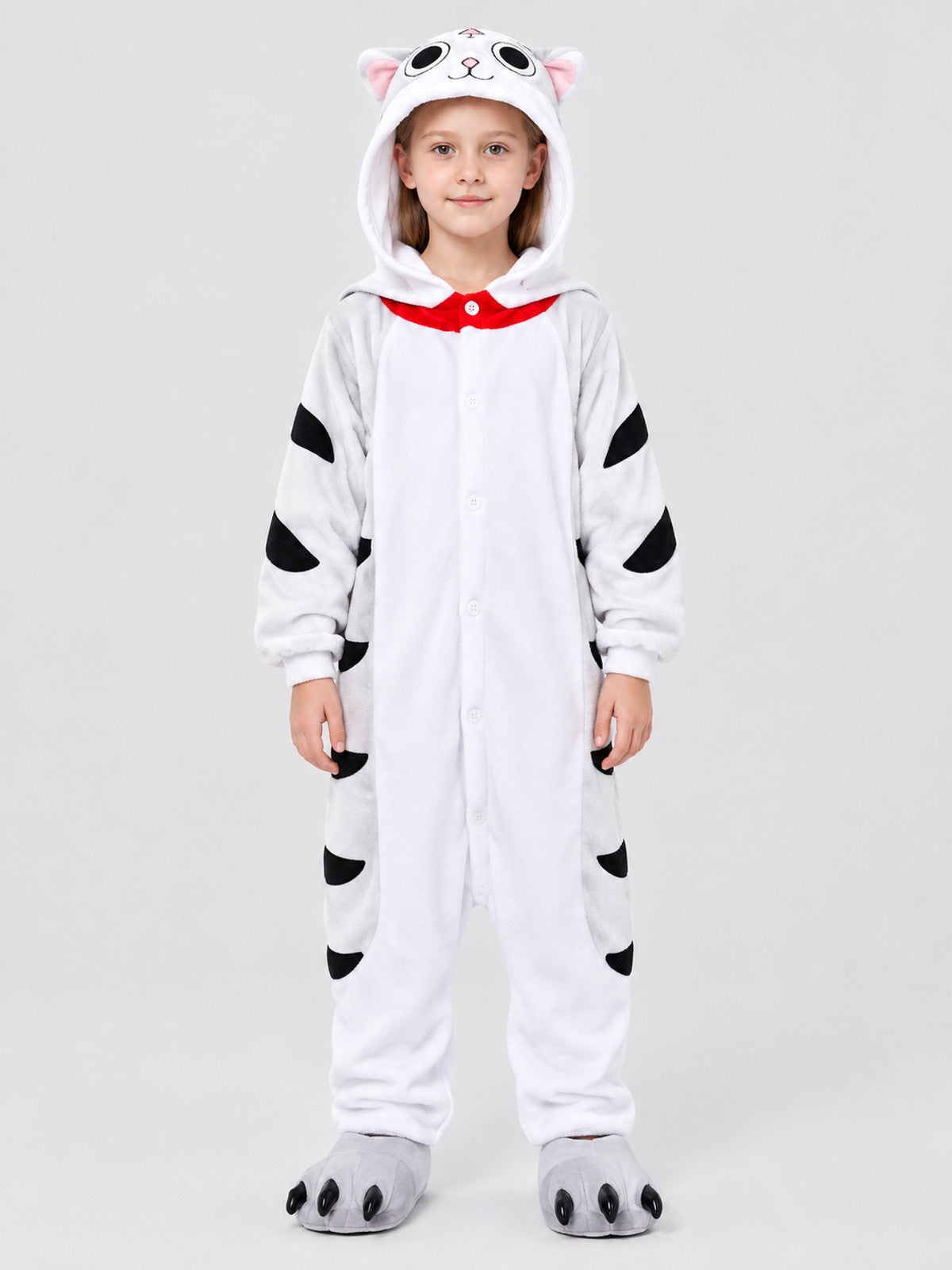 Kids' Hooded Pajama Onesie with Animal Face and Ears