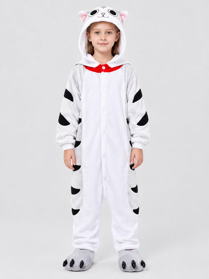 Kids' Hooded Pajama Onesie with Animal Face and Ears