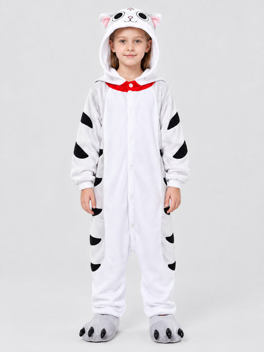 Kids' Hooded Pajama Onesie with Animal Face and Ears