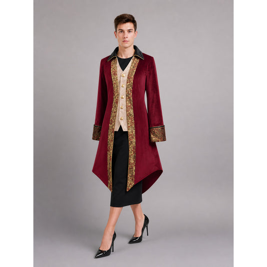 Burgundy Victorian-Style Costume Cloak