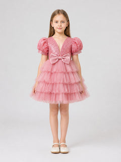 Girls' Sequin Tutu Dress with Bow
