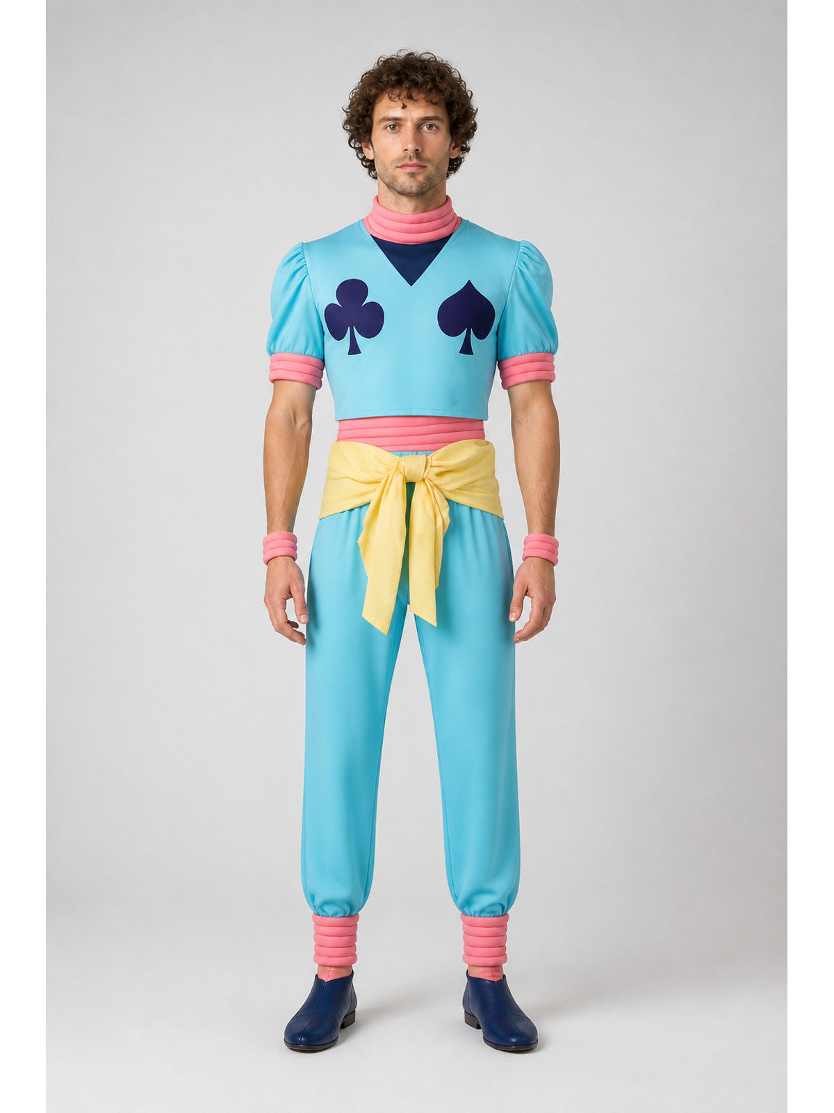 Kurapika Cosplay Costume with Pink Ruffles and Yellow Belt main product view
