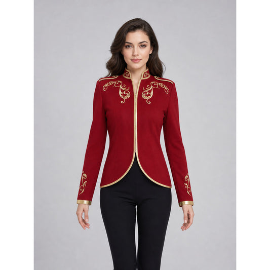 Embroidered Cosplay Jacket, Red with Gold