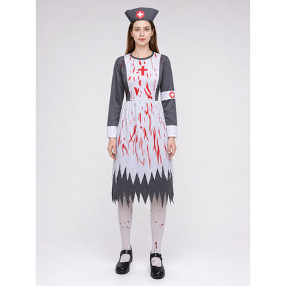 Halloween Costume: Medical Uniform with Blood Print on-model view