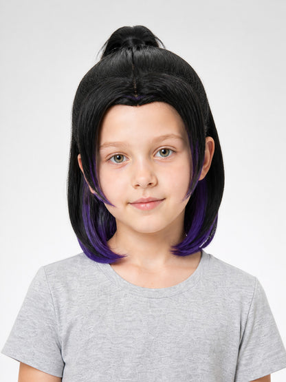 Shinobu Kocho Anime Wig, Black with Purple Strands main product view