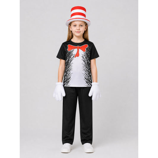 The Cat in the Hat Cosplay Costume Set on-model view
