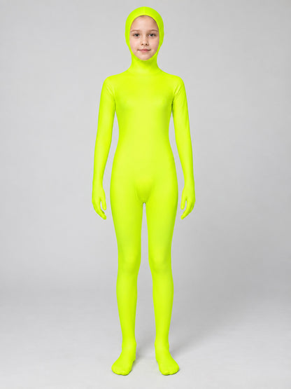 Fitted Zentai Jumpsuit with Hood and Face Opening