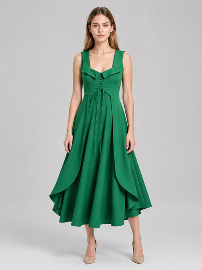 Medieval Off-the-Shoulder Lace-Up Dress on-model view