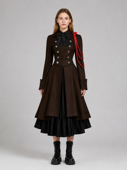 Gothic Cosplay Dress with a Tiered Skirt on-model view
