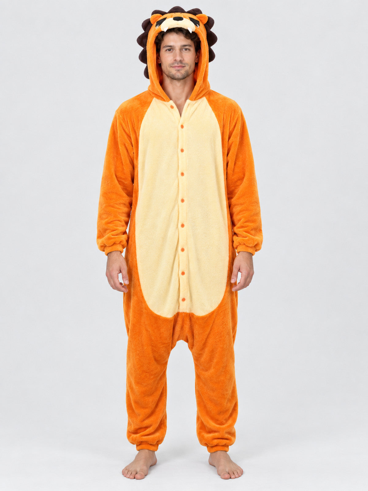 Orange Kigurumi Pajama with Hood, Ears, and Face