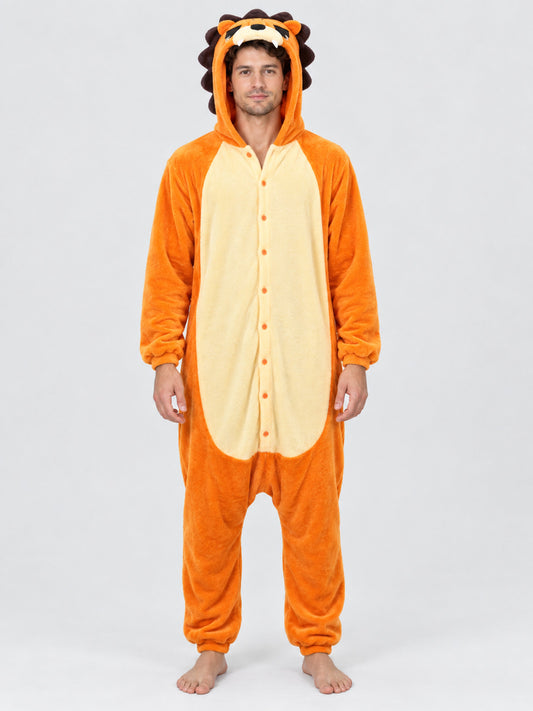 Orange Kigurumi Pajama with Hood, Ears, and Face