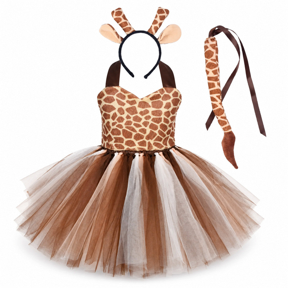 Tiger Costume for Baby Kids Forest Birthday Party Tutu Dress Outfit Toddler Girls Carnival Halloween Animal Giraffe Dress Up - Color:2