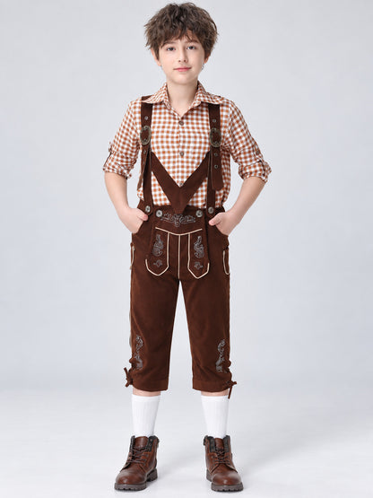 Children's costume in German folk style, trousers with suspenders