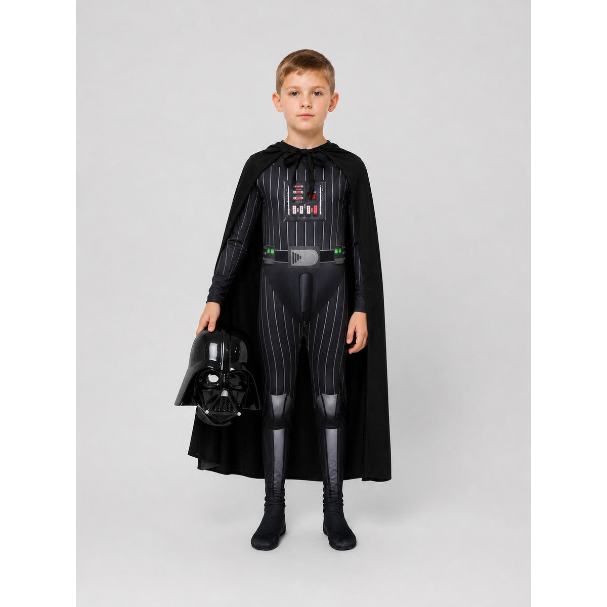 Darth Vader Costume, Jumpsuit with Cape on-model view