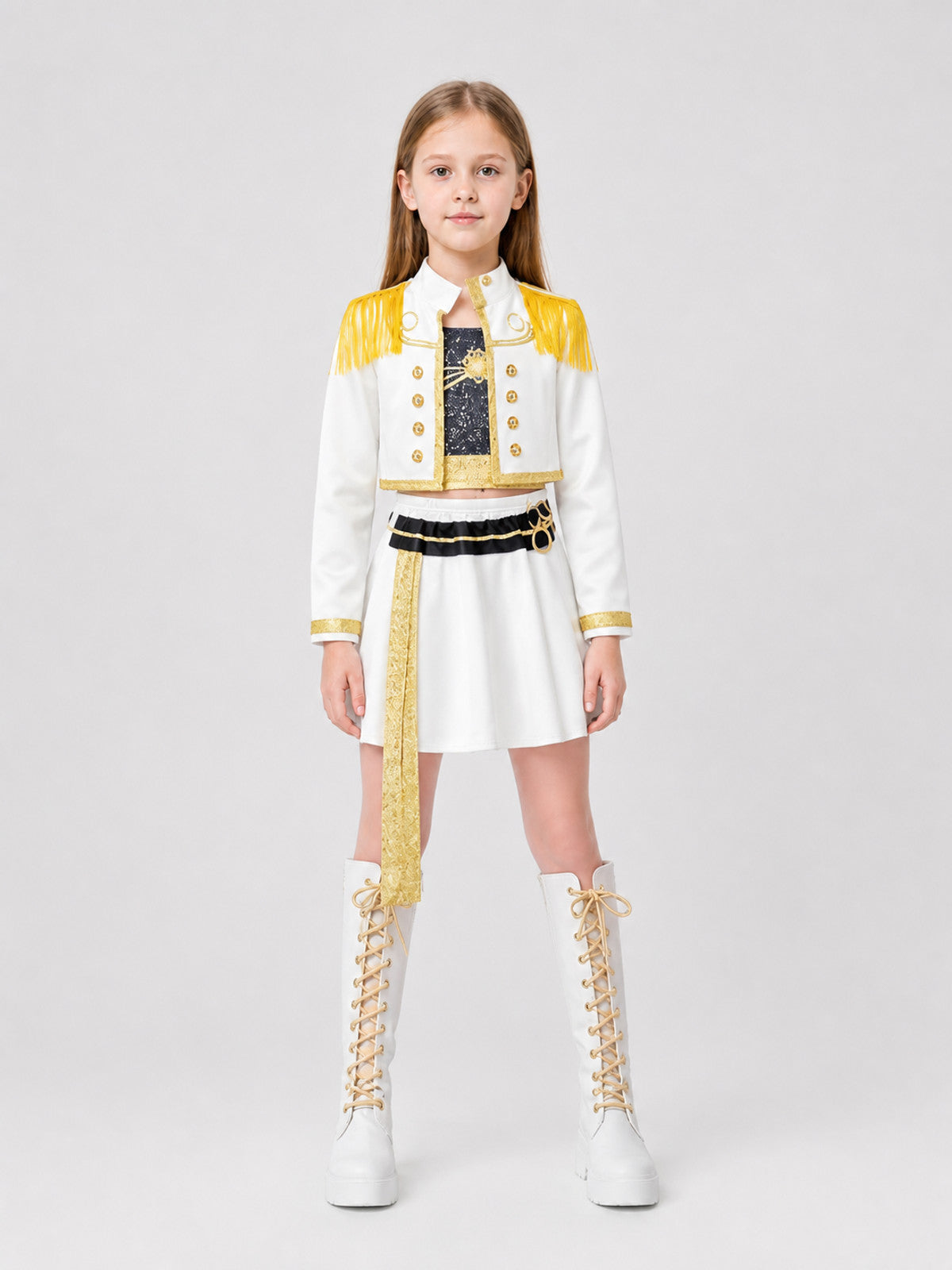 Stage Cosplay Costume, Top and Skirt on-model view
