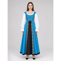 Blue-White-Black Dress with Crisscross Lacing