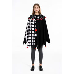 Clown Cape with Pom-Poms and Pointed Edges
