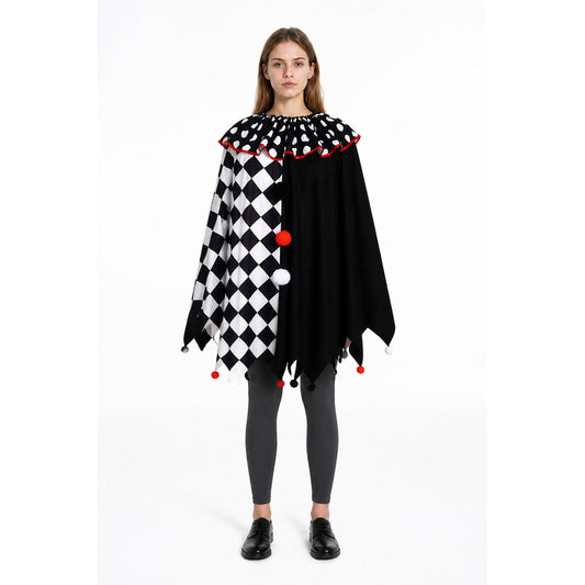 Clown Cape with Pom-Poms and Pointed Edges main product view