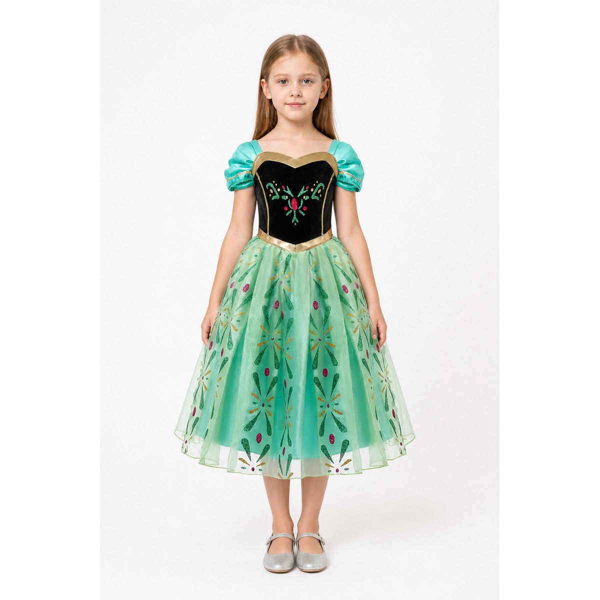 Princess Dress with Full Skirt and Puff Sleeves main product view