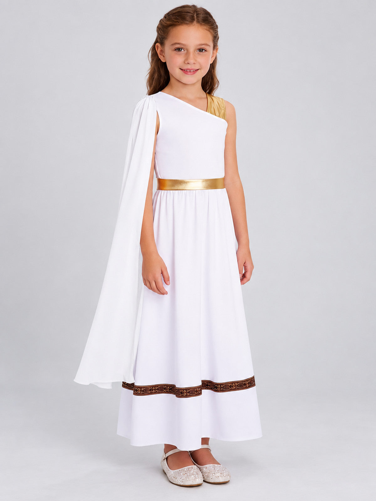 Girls' Greek-Style Dress with Cape