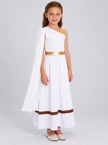 Girls' Greek-Style Dress with Cape