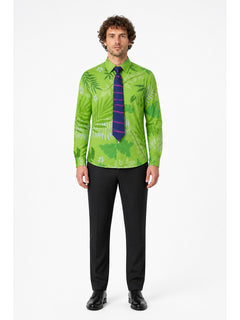 Zootopia Nick Wilde Shirt with Tie, Leaf and Flower Print