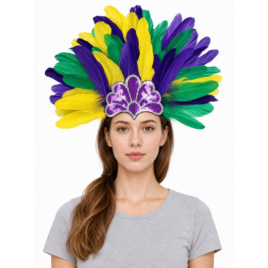 Carnival Feather and Sequin Headpiece