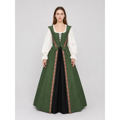 Renaissance-Style Dress with a Square Neckline