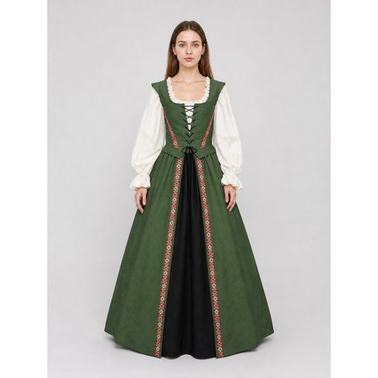 Renaissance-Style Dress with a Square Neckline
