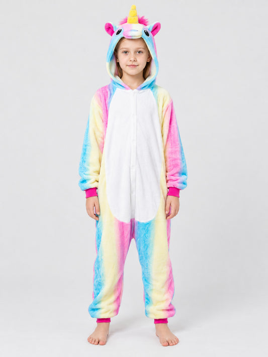 Hooded Pajama Jumpsuit with Unicorn Horn