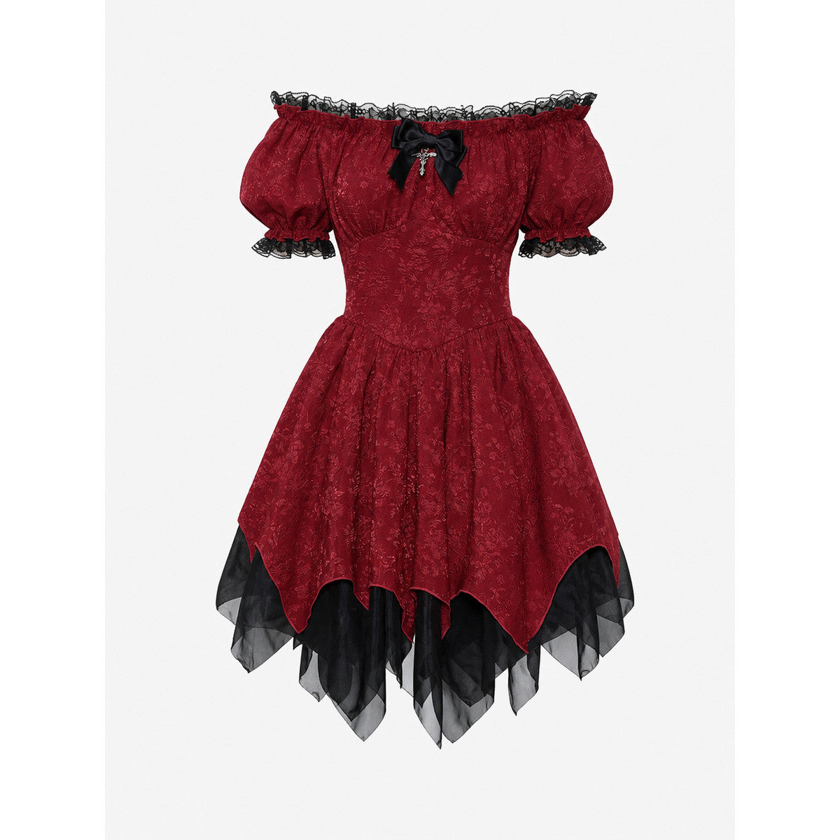 Gothic Off-the-Shoulder Lace Dress on-model view