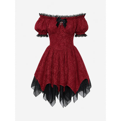 Gothic Off-the-Shoulder Lace Dress on-model view