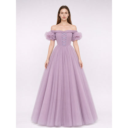 Floor-Length Princess Dress with a Full Skirt and Lacing
