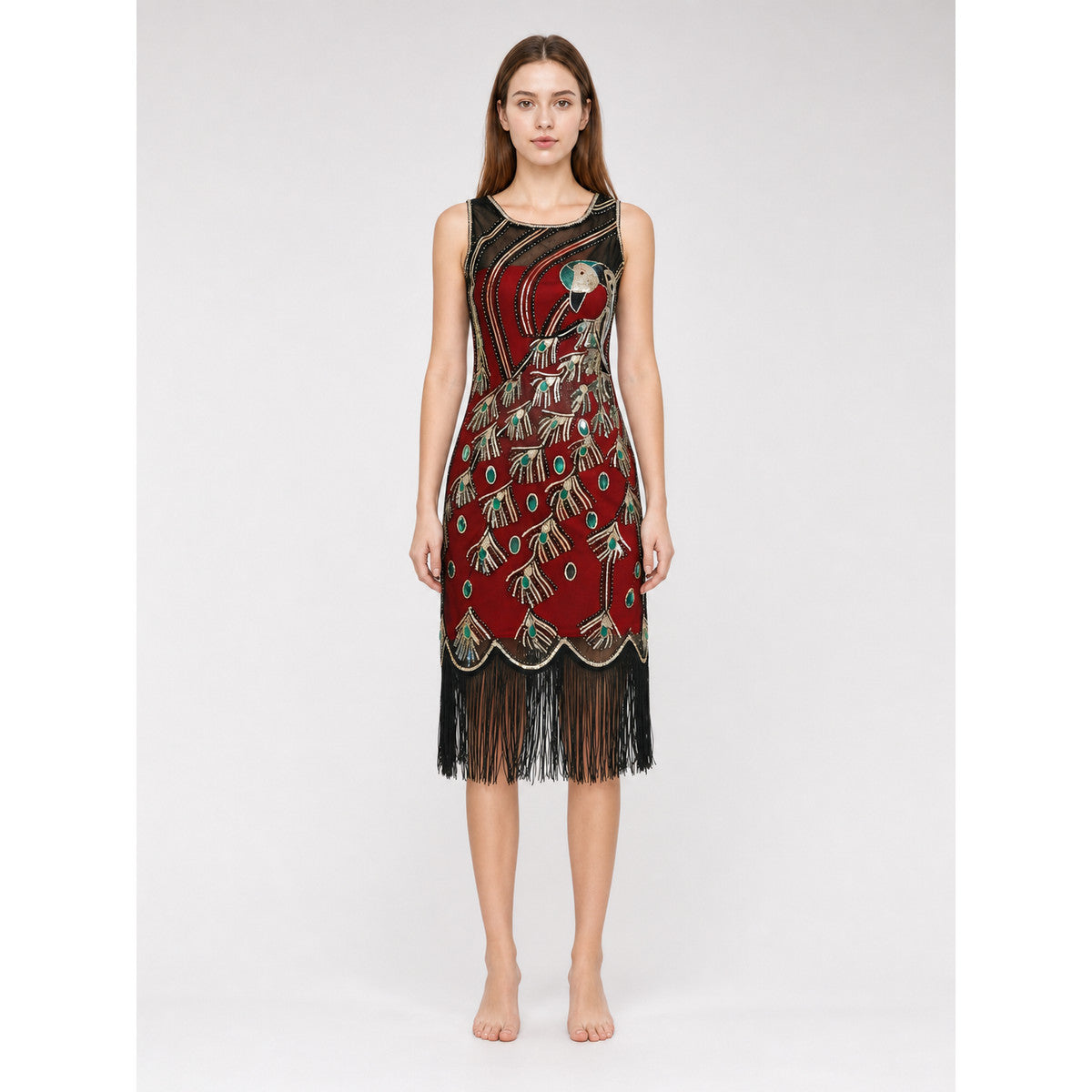 Gatsby-Style Fringe Dress for Stage Performances